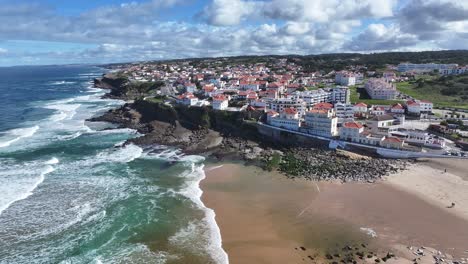 apple beach at sintra in lisbon district portugal. beach landscape. nature seascape. travel destination. apple beach at sintra in lisbon district portugal. turquoise water.