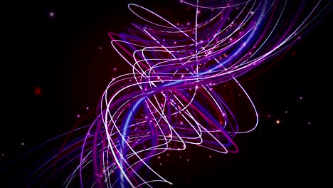 animación futurista con objeto de rayas y partículas brillantes en cámara lenta, 4096x2304 bucle 4k