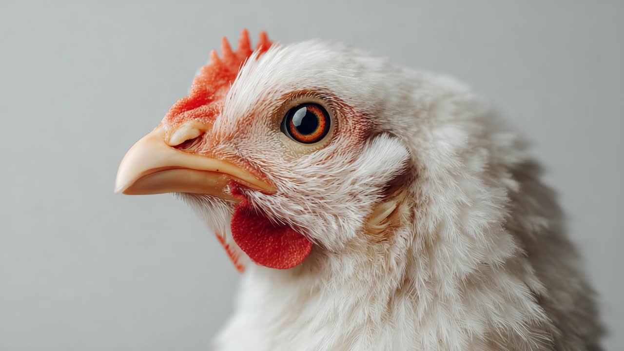 Cautivador primer plano de una gallina blanca: Una mirada reveladora a sus características únicas y personalidad intrigante capturada con un detalle impresionante