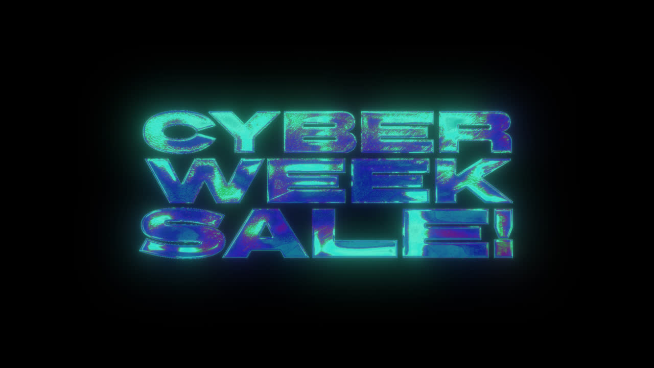 Glowing Neon Glitch Cyber Week Sale Text Animation