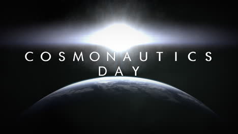 cosmonautics day with white light of star and earth planet in dark galaxy