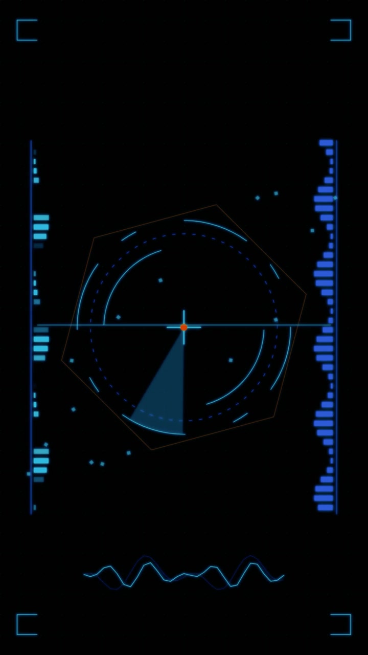 Interfaccia Radar Digitale Futuristica in Scansione su Sfondo Scuro
