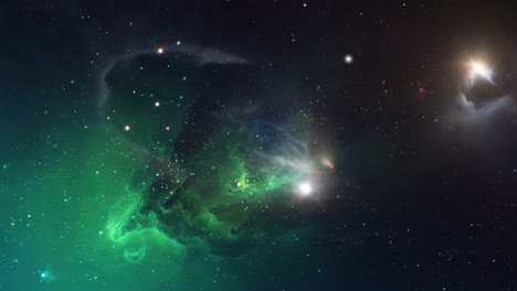 the beauty of the green nebula in the great universe