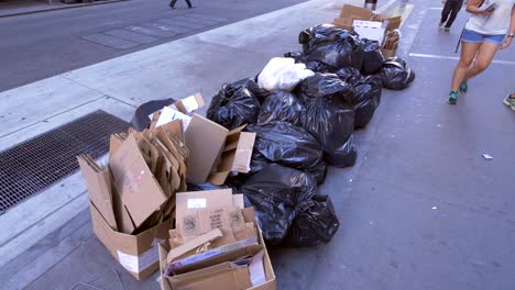 rubbish bags on the sidewalk in new york