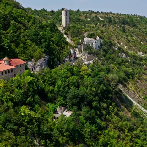 aerial view of rock monastery