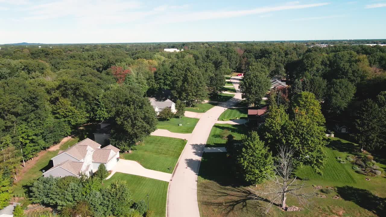 Groomed lawns at a wealthy suburban neighborhood