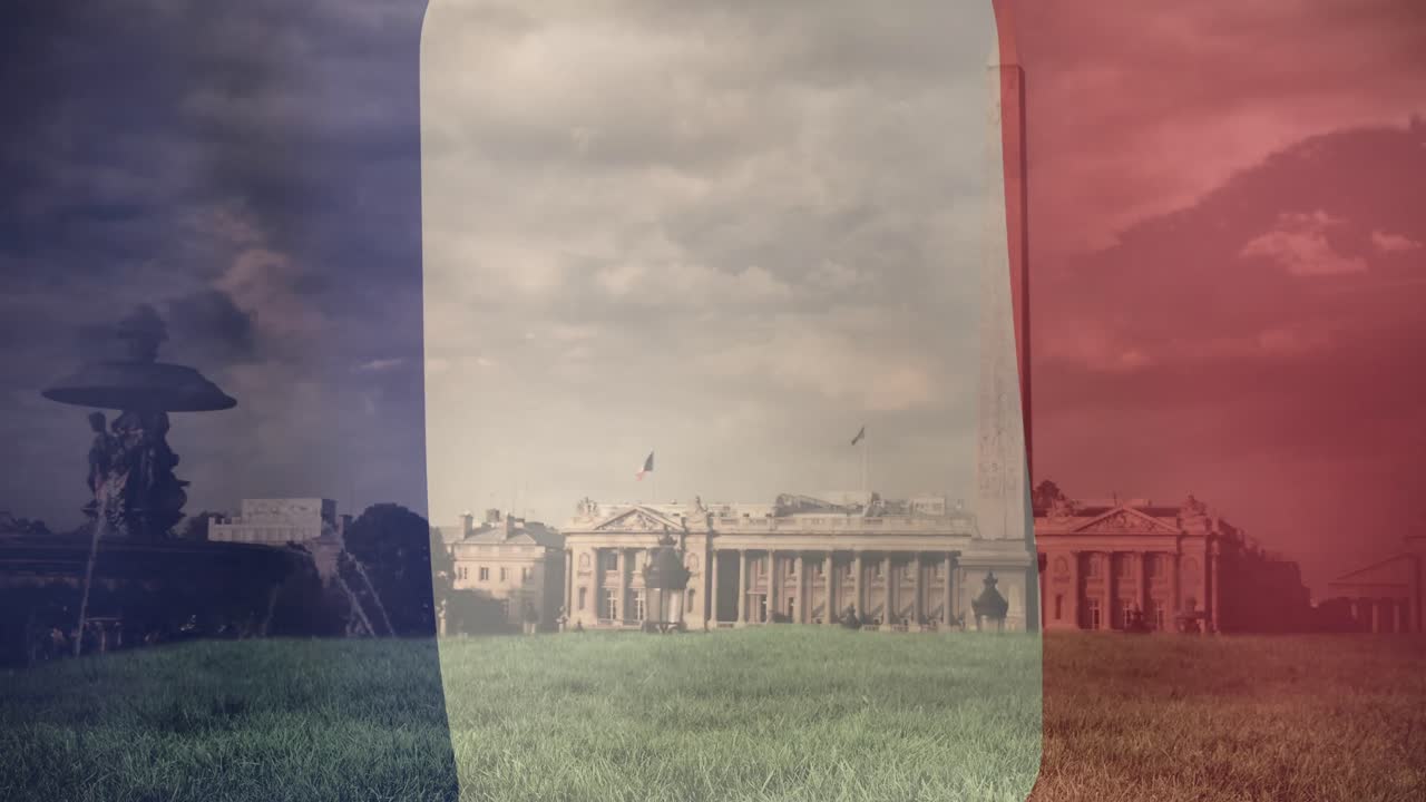 place de la concorde 위에 있는 프랑스 국기의 애니메이션