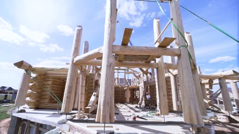 log cabin under construction