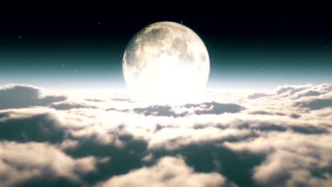 dream fly in clouds and moon 4k