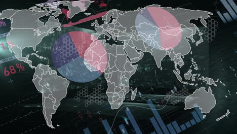 animación del mapa del mundo y procesamiento de datos