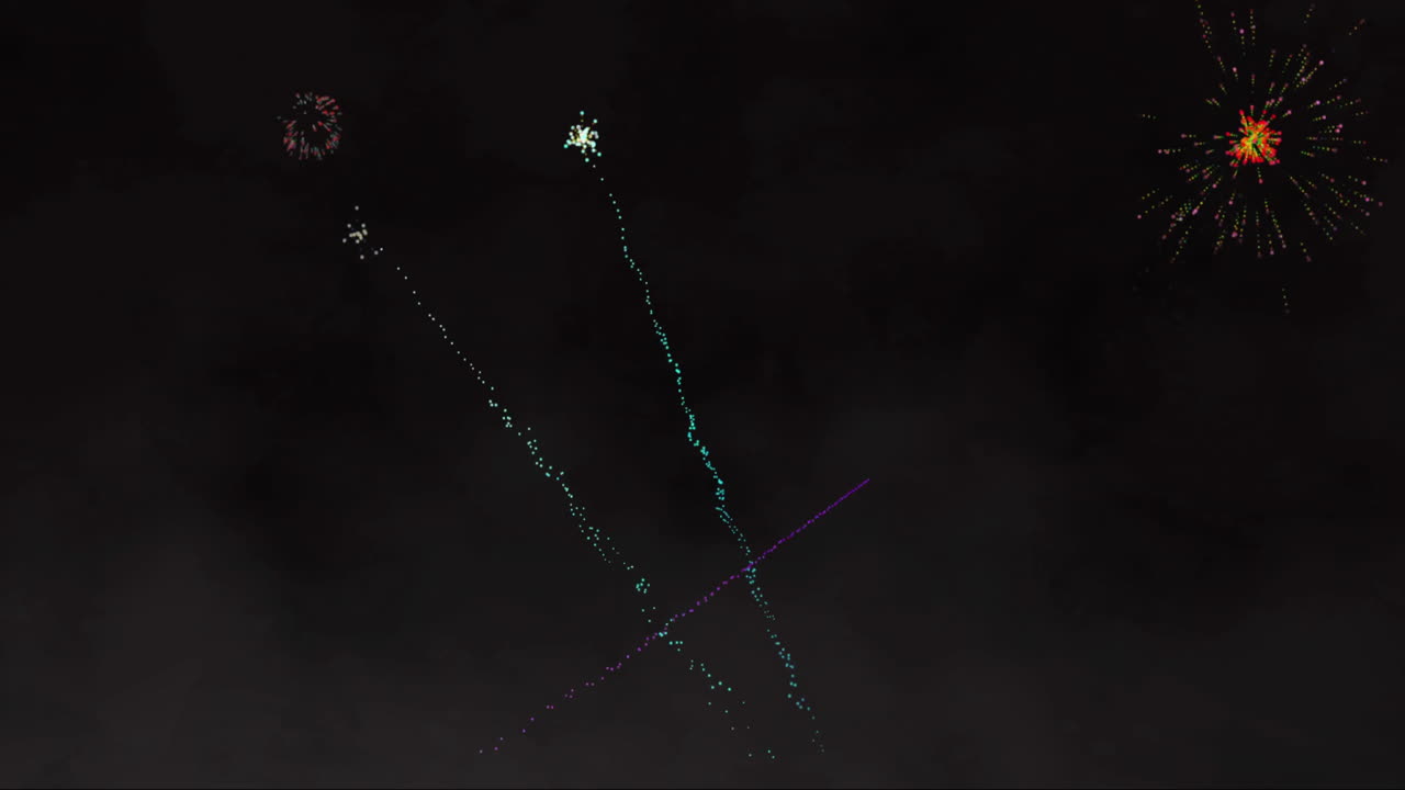 animación de fuegos artificiales coloridos sobre un fondo negro