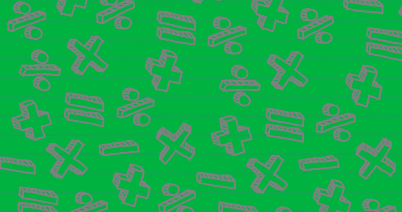 Animated Pattern of Mathematical Symbols on Green Background