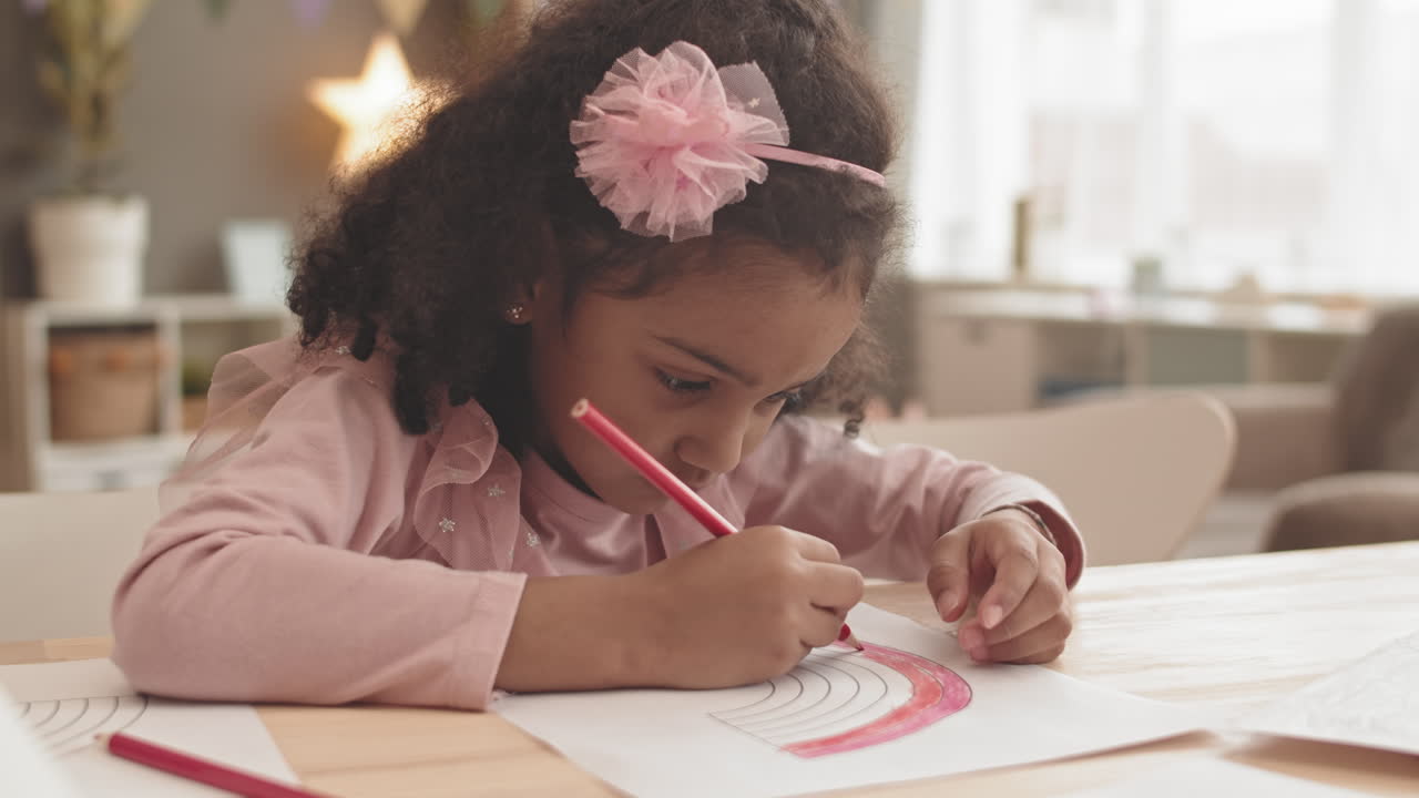 Cute Curly Girl Coloring Rainbow