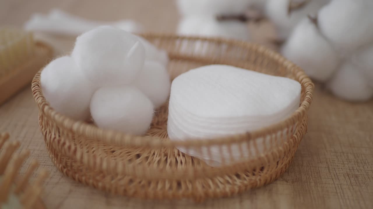 Cotton Balls and Pads in Basket