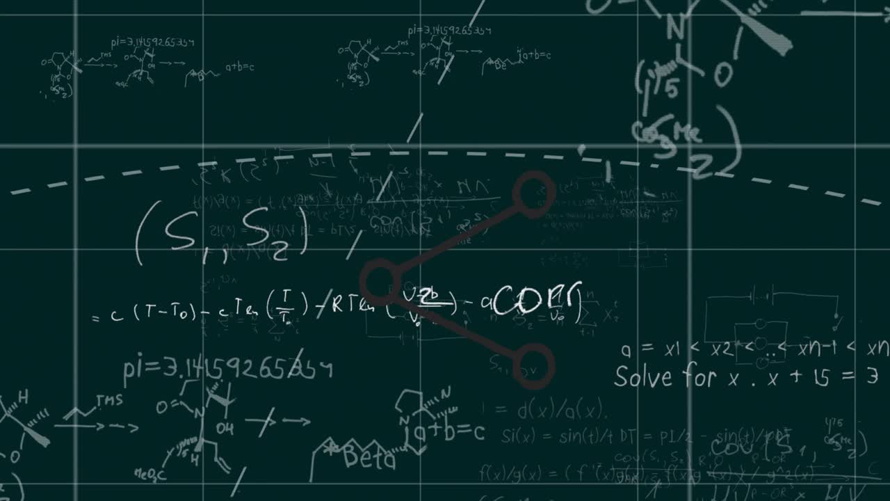 animación del icono de compartición sobre ecuaciones matemáticas contra el fondo verde de la pizarra