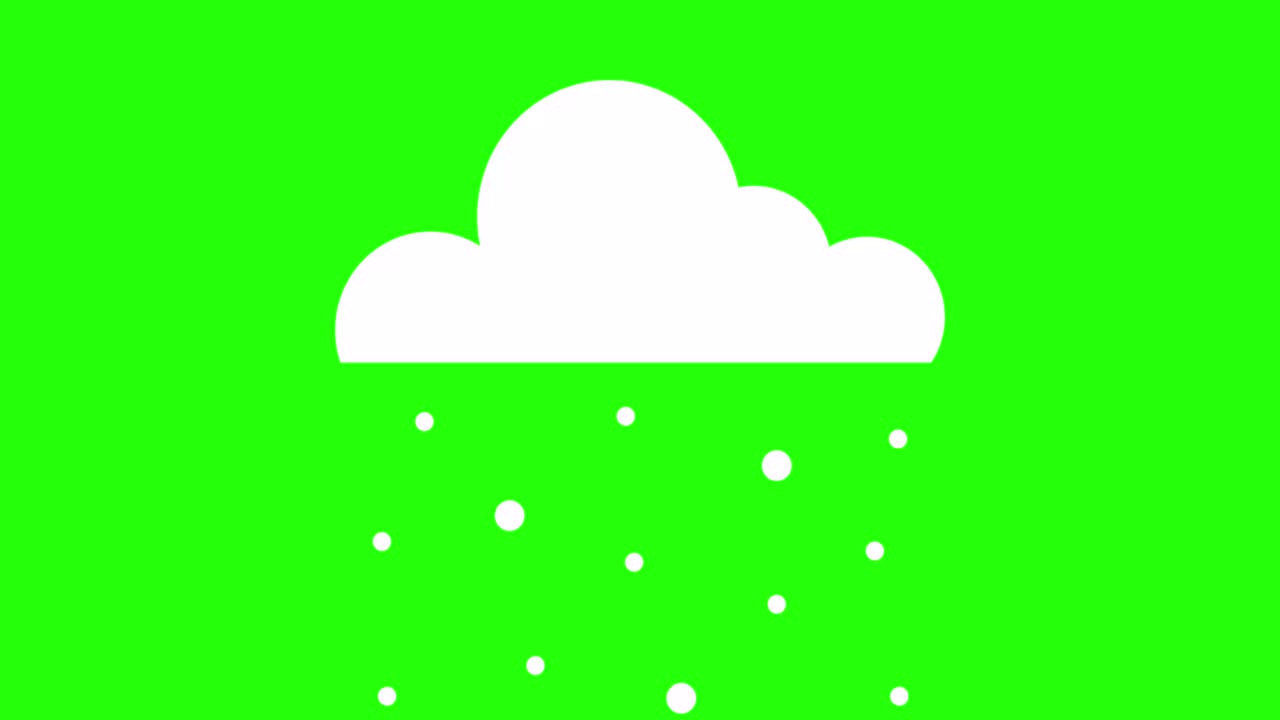 la nieve cayendo de la nube. animación. nevada. copos de nieve de navidad y año nuevo. marcos sin costuras. pantalla verde. 4k