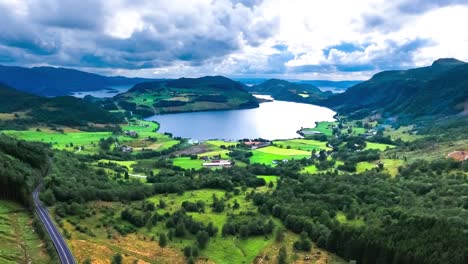 aerial footage beautiful nature norway.