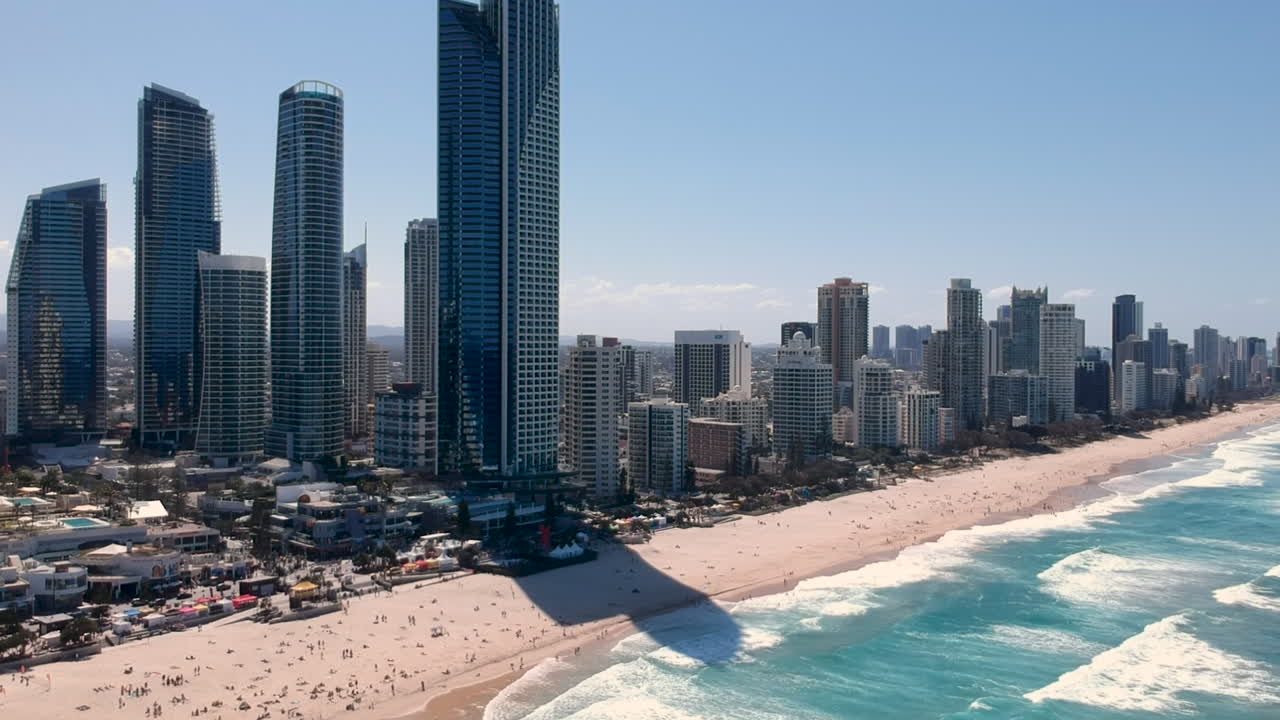 vista aérea del horizonte y la playa en surfers paradise, gold coast, australia