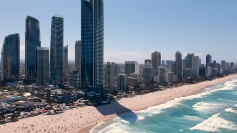 aerial view of skyline and beach at surfers paradise, gold coast, australia