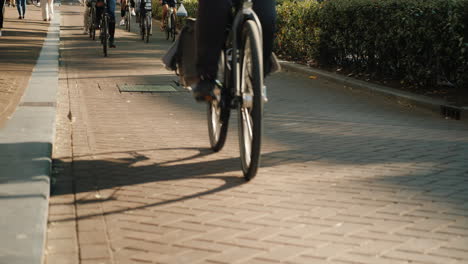 bicycle wheels on narrow street in amsterdam