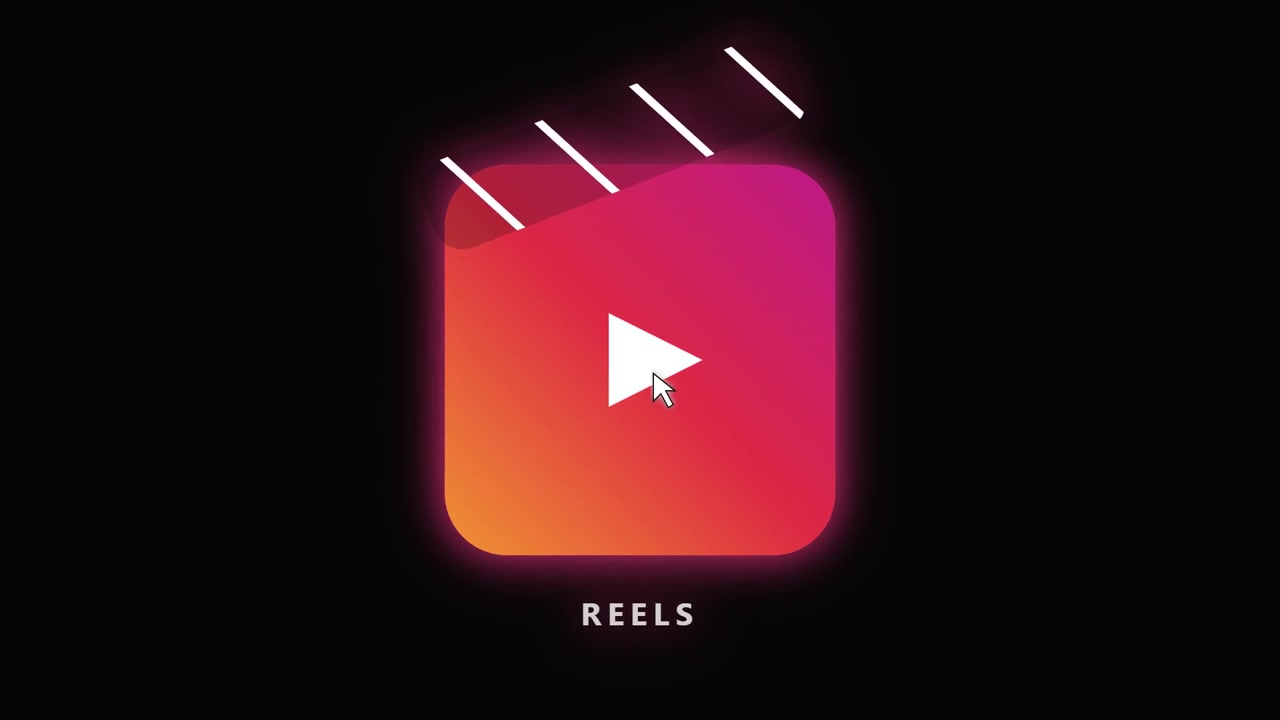 Animated Instagram Reels Logo Icon on Black Background