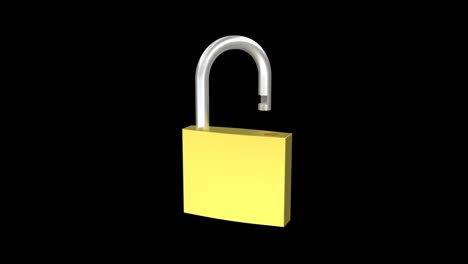 modern metal padlock open close on black able to loop seamless 4k