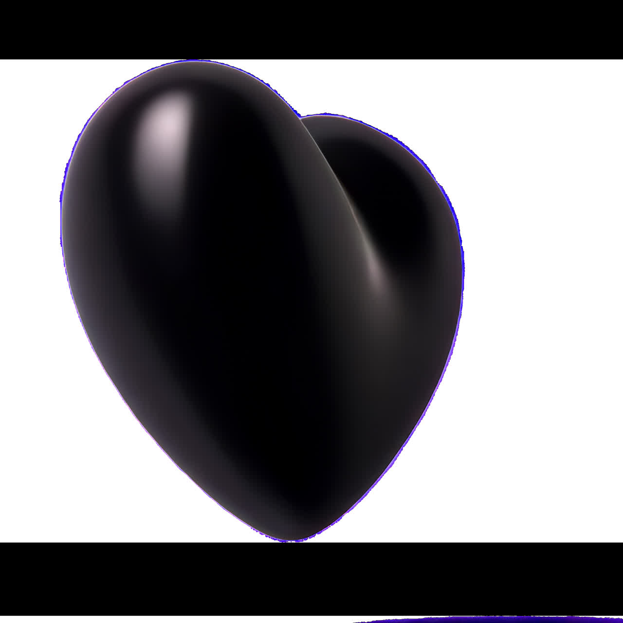 Glossy black heart shape animation isolated asset, transparent 4K video, alpha channel, ProRes 4444