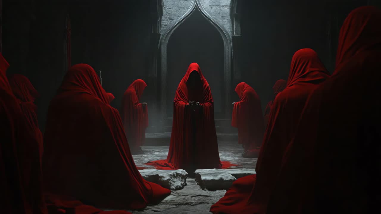 Congregazione in Toghe Rosse in un Rituale Oscuro