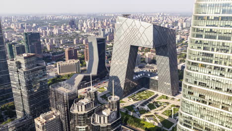 timelapse of the beijing city skyline from a high vantage point
