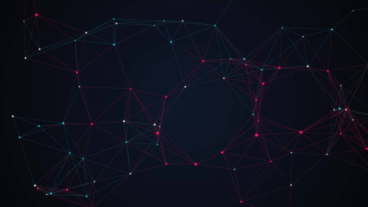 Abstract Digital Network Connection with Moving Nodes and Lines