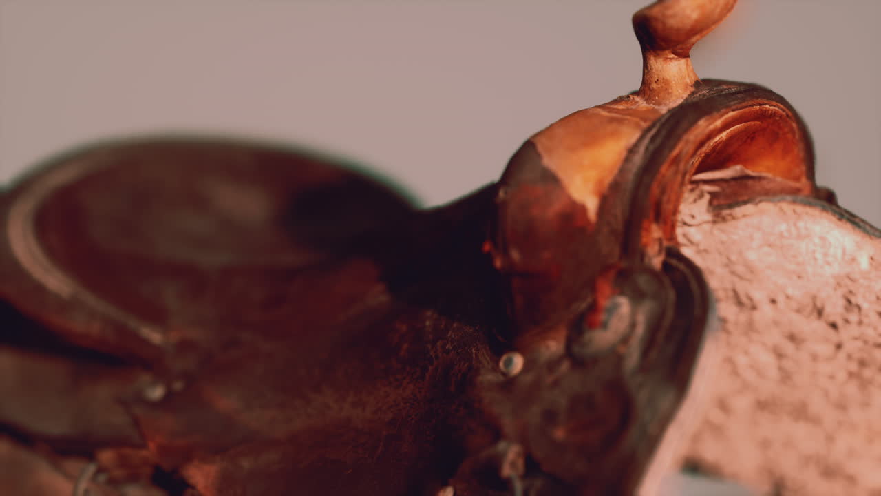 오래된 빈티지 가죽 드레사지 말 의자