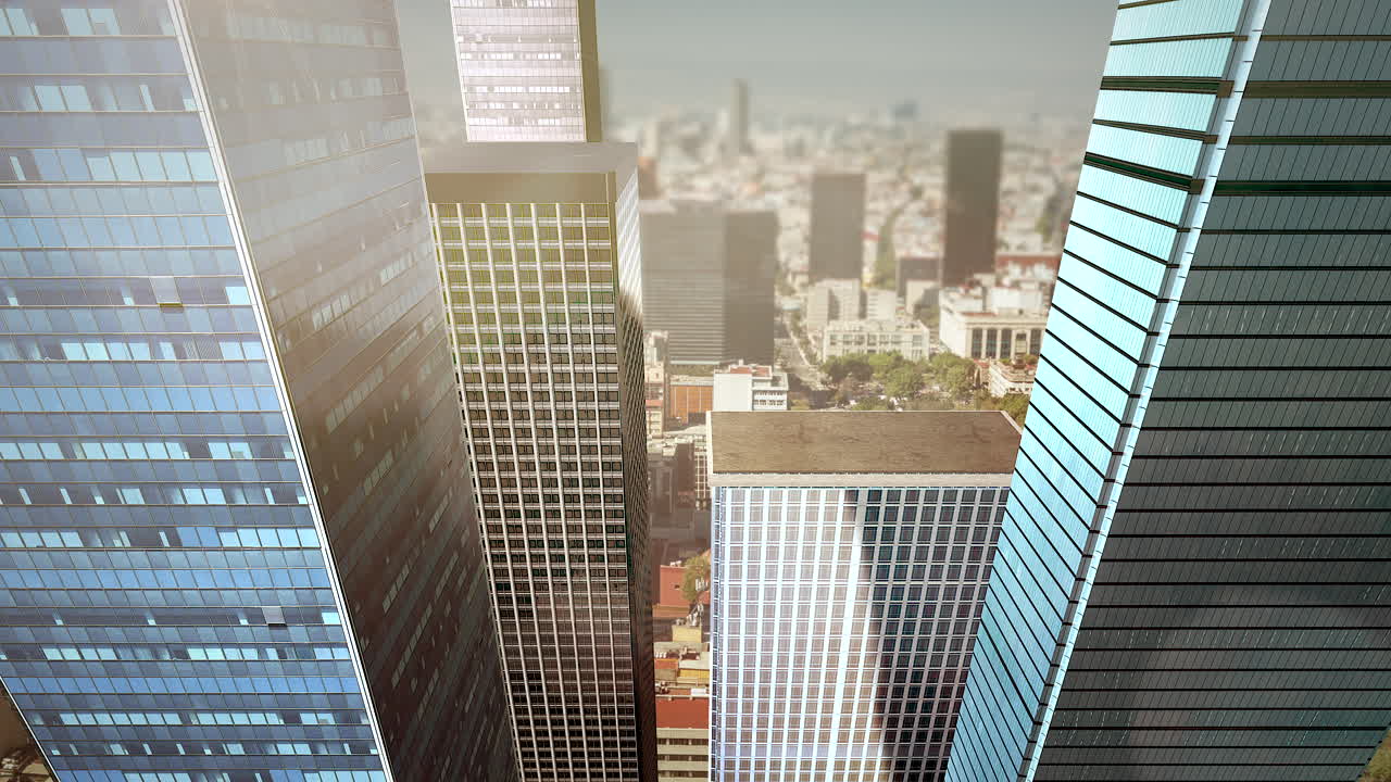 panorama del paisaje de la ciudad con muchos edificios grandes