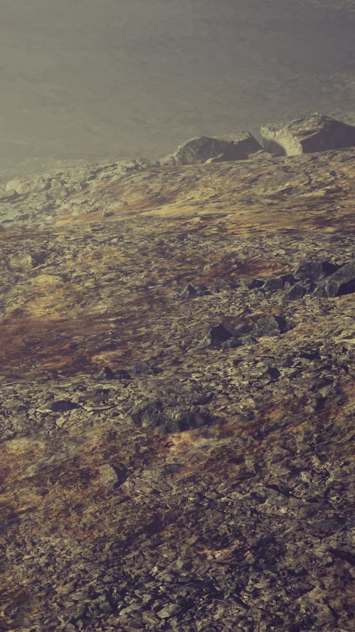 Natural landscape with rocky ground during early morning light in a remote area