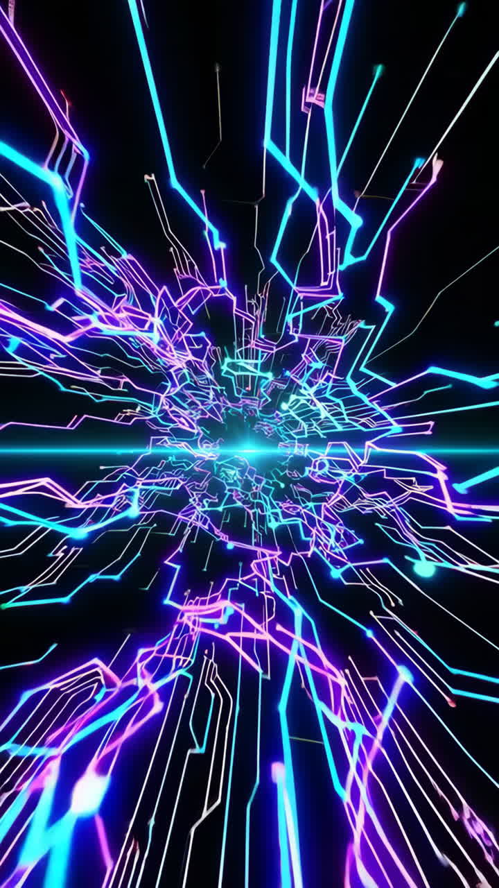 Abstract Neon Digital Circuit Pathway