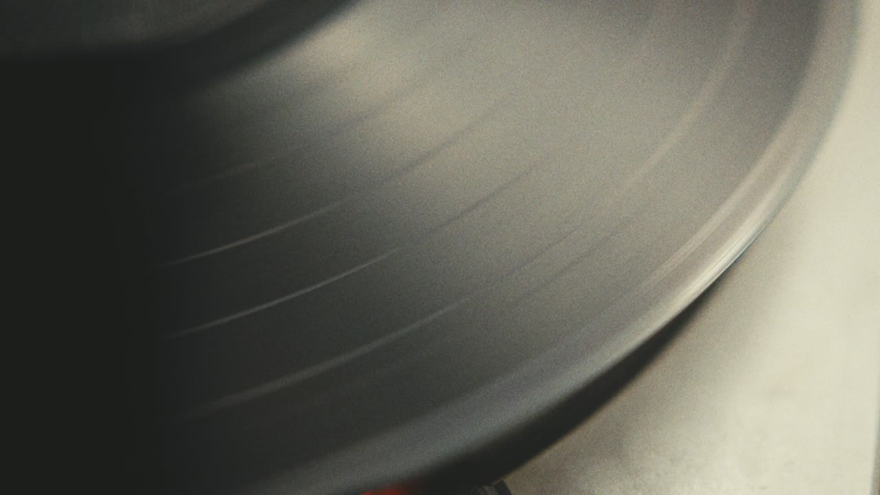 빈티지 비닐 레코드 플레이어의 클로즈업