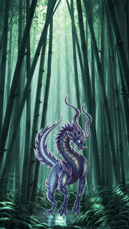 Glowing Dragon in a Bamboo Forest