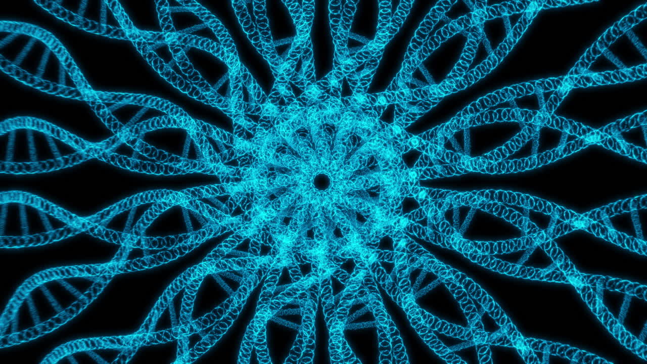 Hologram DNA Code Strands Creating Abstract AI Circle