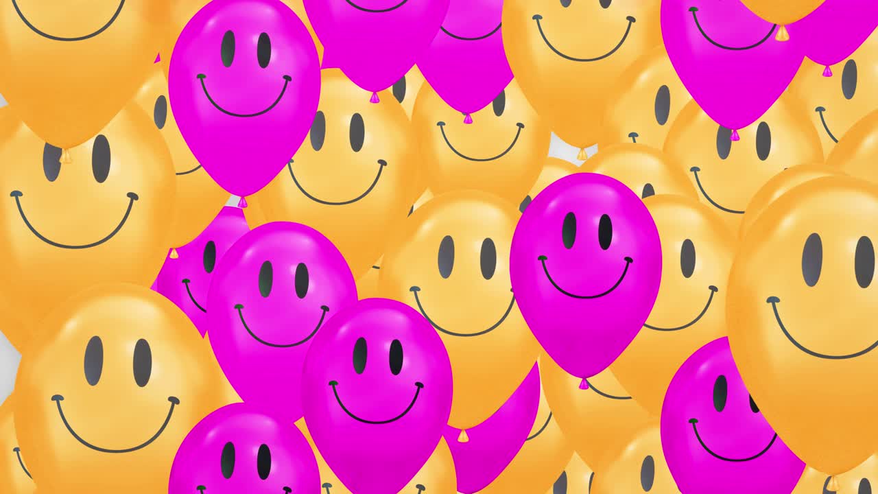 행복한 얼굴 풍선이  배경 애니메이션 4k 루프 알파 채널