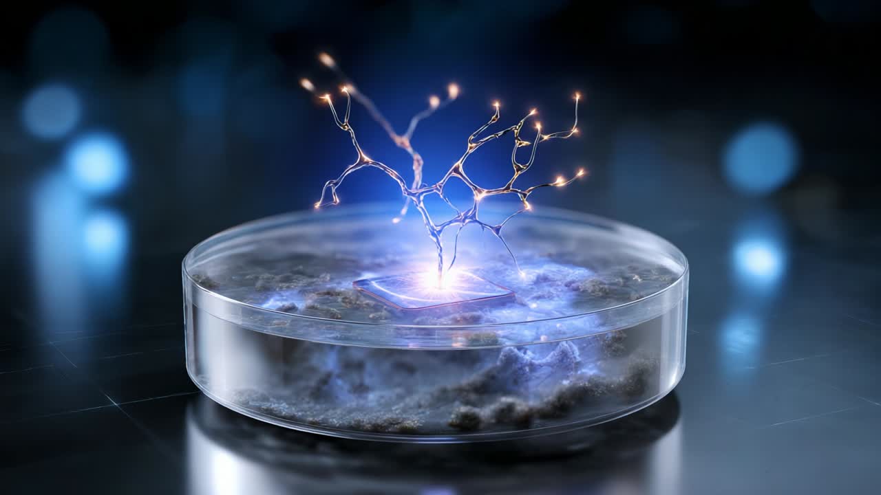 A mesmerizing fusion of science and art in a glass petri dish, featuring an illuminated tree of light emerging from a mystical cloud, symbolizing growth and innovation in a digital realm