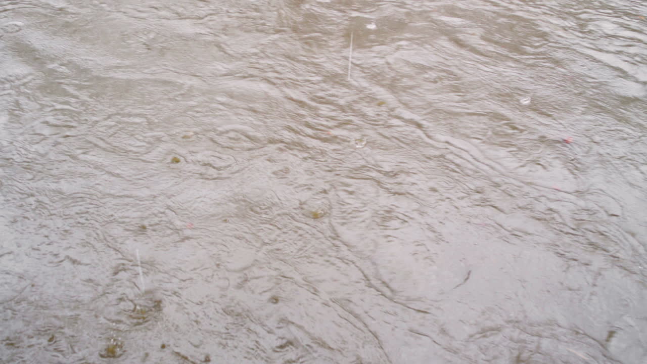 ⁇ 방울이 회전하고 불투명한 강을  ⁇ 습니다.