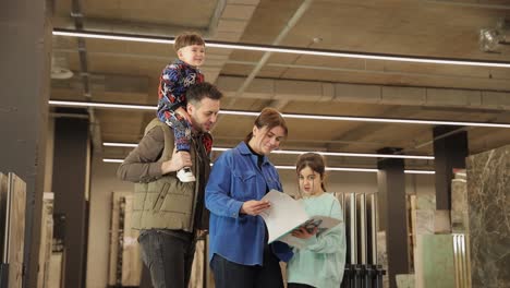 family shopping for tiles