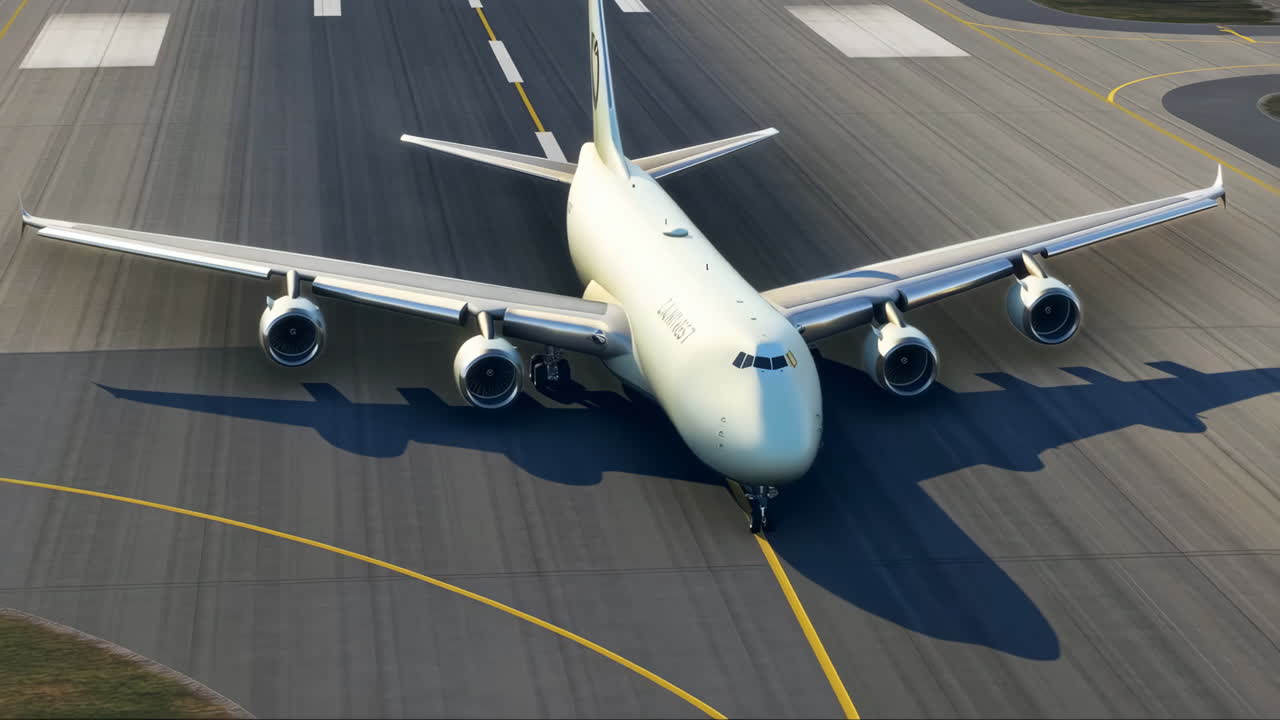 A large cargo plane on an airport runway