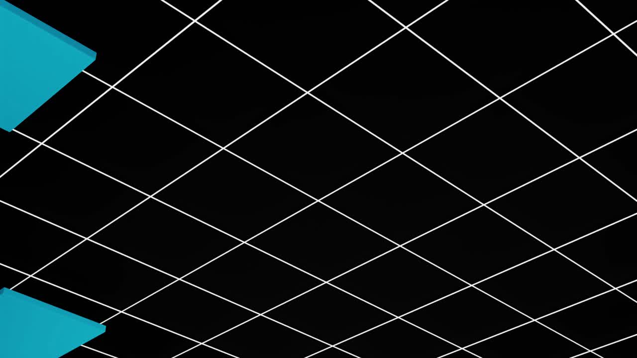 animación de cubos rojos y azules delgados que se cruzan entre sí de derecha a izquierda en un sellado de cuadrícula