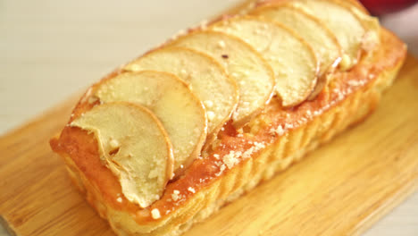 apple loaf crumbled cake on wood board