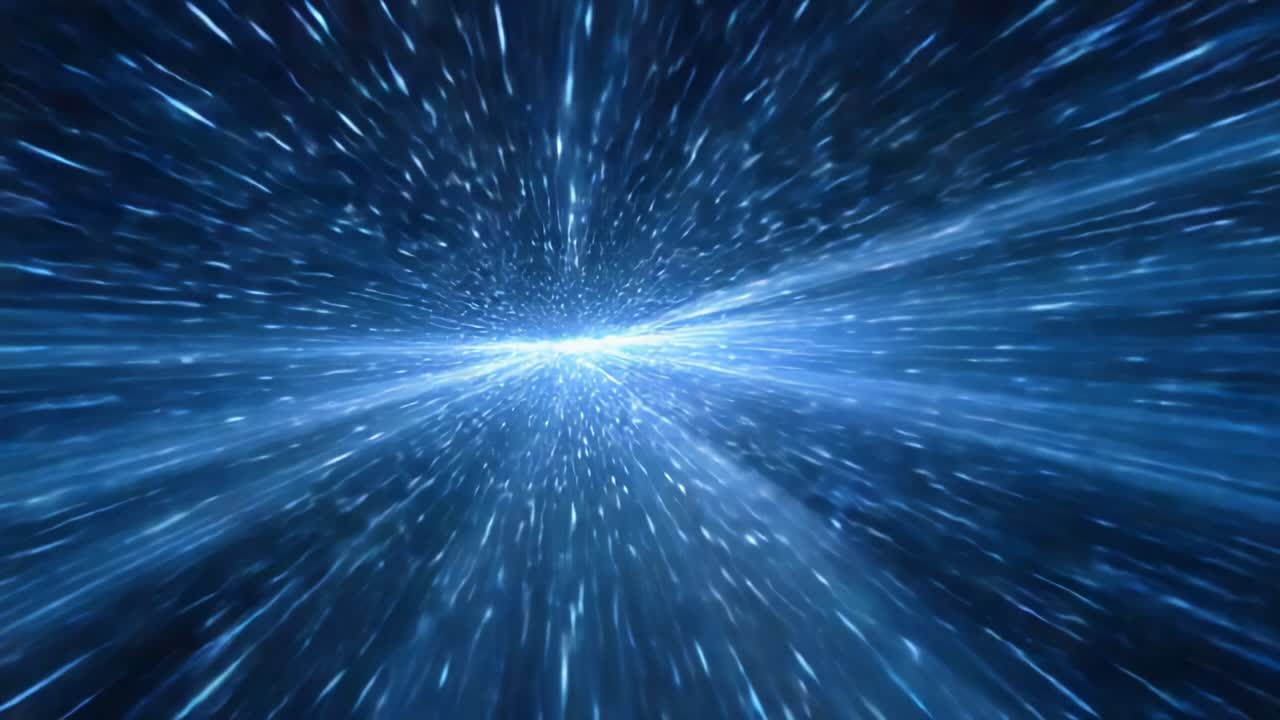 A Stunning Digital Visualization of Expanding Light, Creating a Sense of Infinite Motion Through a Nebula of Bright Particles and Radiant Energy