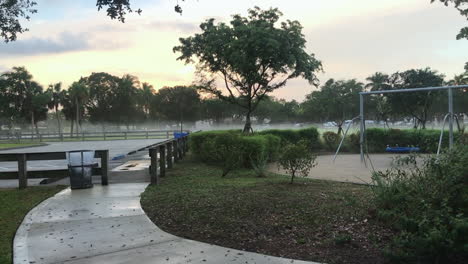pan of a wet playground