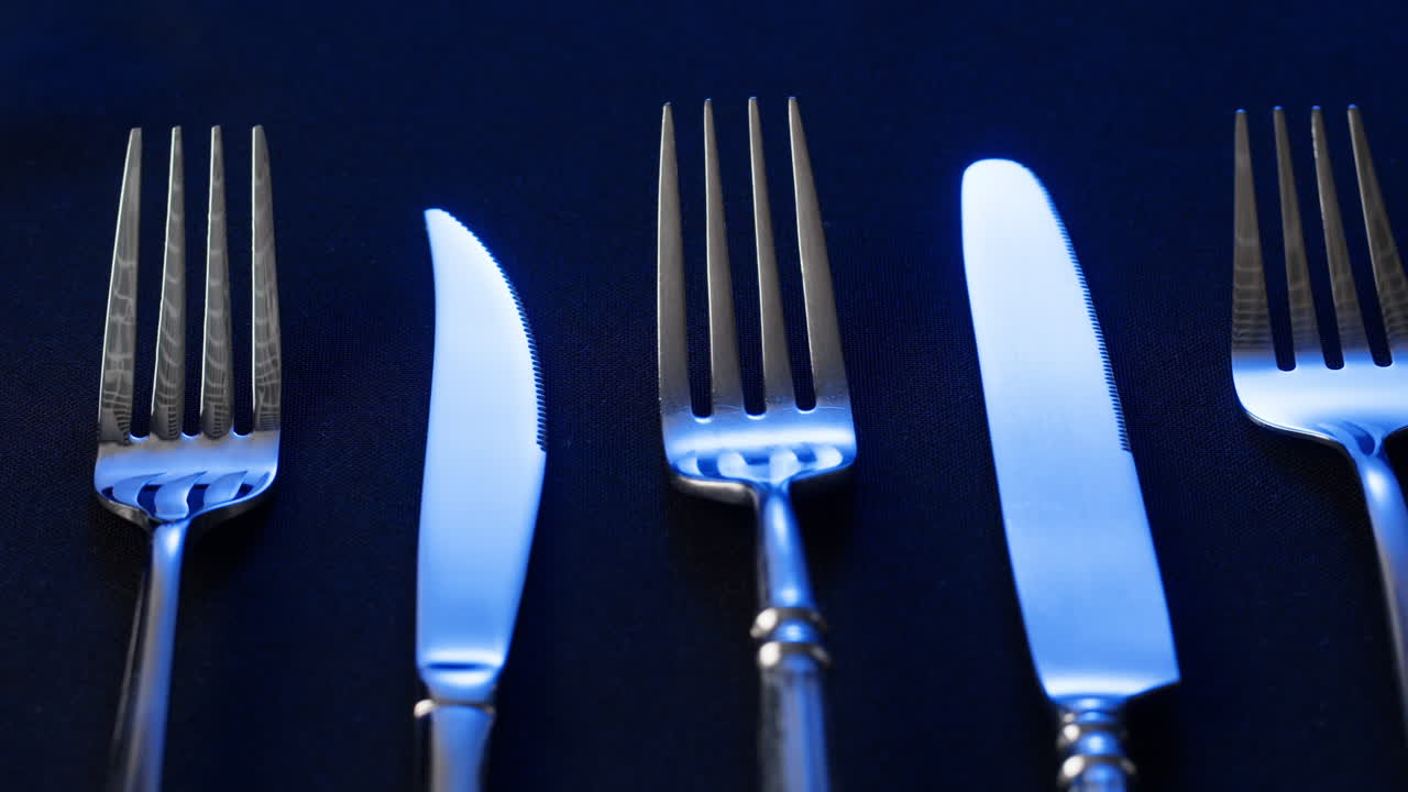 Close-up of Cutlery on Dark Surface