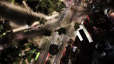 overhead drone footage of cdmx avenues and vehicles at night, mexico