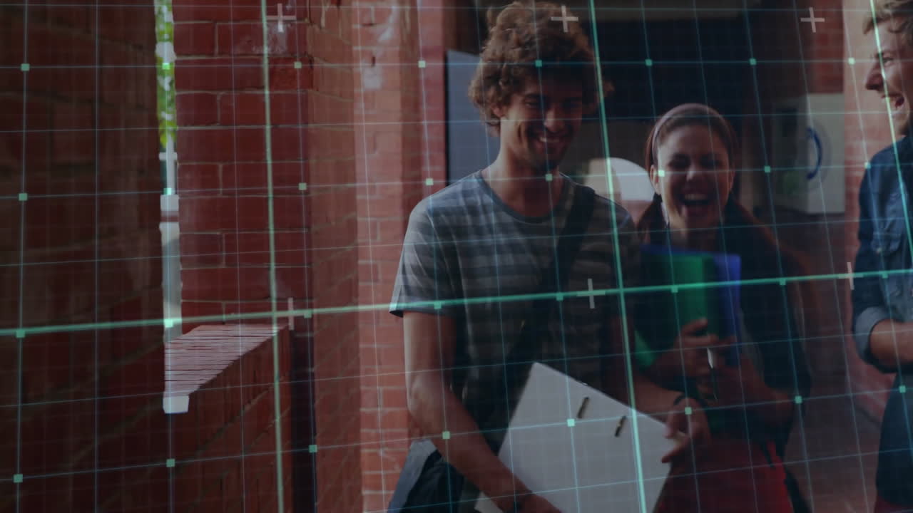 animación de líneas sobre diversos estudiantes masculinos y femeninos