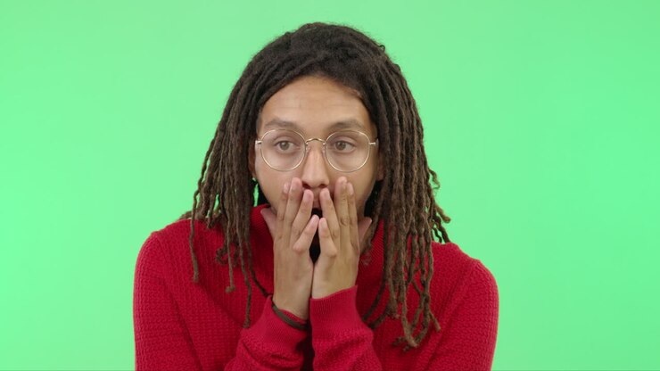 Wow, shock and surprise with a black man in studio